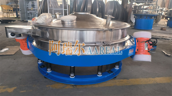 สแตนเลส 400mm~2100mm 1~2 Decks กระแสระดับต่ํา ผ่าน Inline Vibrating Control Sieve Vibro Sieve สําหรับสับช็อคโกแลตด้วยมอเตอร์คู่